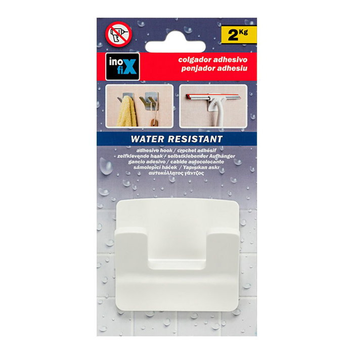Inofix Crochet double adhésif blanc PVC 60x65x32 mm modèle Rama pour salle de bain