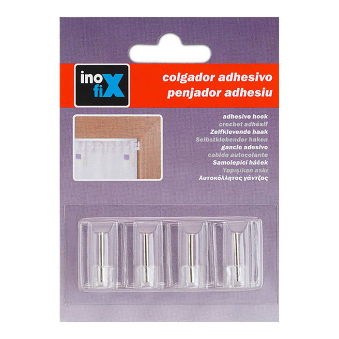 Inofix Crochet porte-voilage adhésif transparent (lot de 4 unités) Inofix Crochet porte-voilage adhésif transparent (lot de 4 unités)