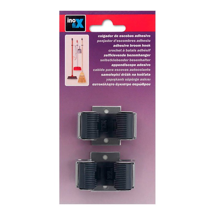 Inofix 2055-7-000 Porte-balai adhésif chromé mat lot de 2 - Pour rangement nettoyage Inofix 2055-7-000 Porte-balai adhésif chromé mat lot de 2 - Pour rangement nettoyage