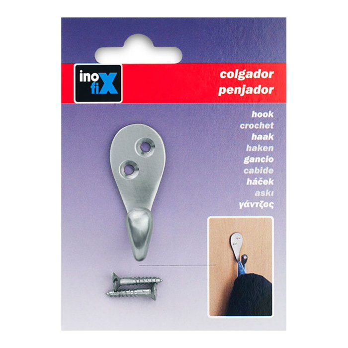 Inofix Colgador classique en laiton nickel satiné (blister) 40 x 20 x 30 mm