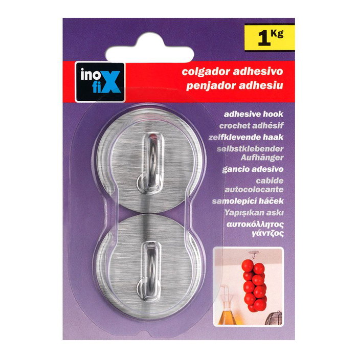 Inofix Colgador adhesif en acier inoxydable 2176-1-000 crochet chromé lot de 2 Inofix Colgador adhesif en acier inoxydable 2176-1-000 crochet chromé lot de 2