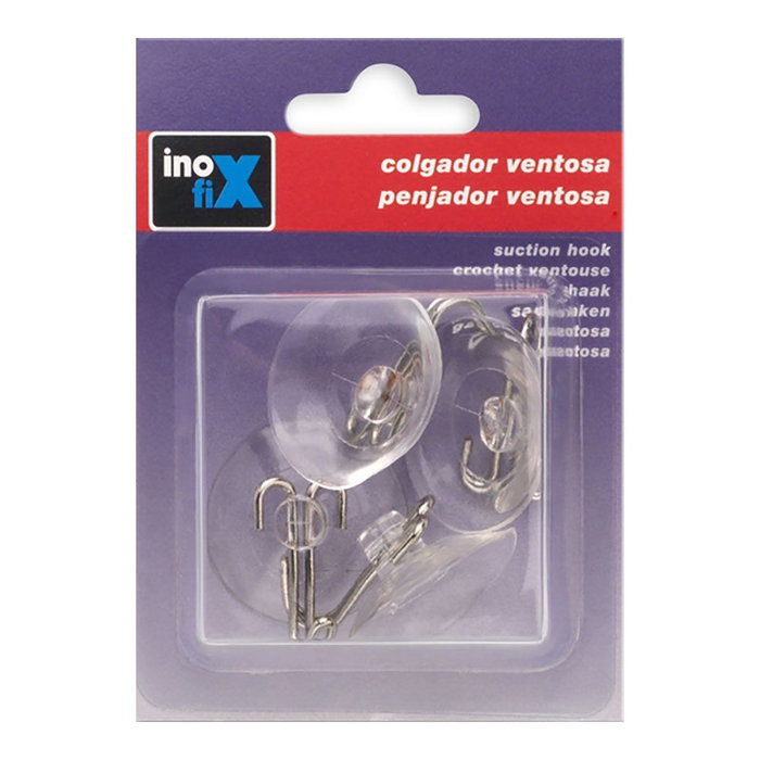 Inofix 1217-1-000 Crochet à ventouse Ø35mm chromé - Lot de 4, PVC flexible + inox