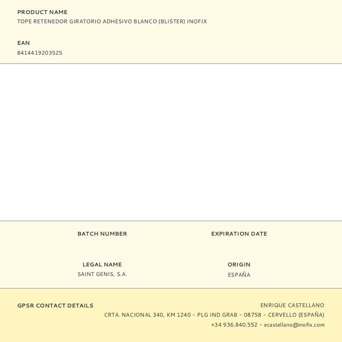 Inofix Butoir de porte et dispositif de retenue rotatif blanc