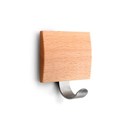 Inofix Colgador adhesivo haya (blister) Crochet adhésif en bois et acier inoxydable 51 x 45 x 24 mm
