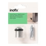 Inofix Tope de porte avec joint torique, métal et caoutchouc, finition acier inoxydable, fixation par vis, blister 30x27x27mm