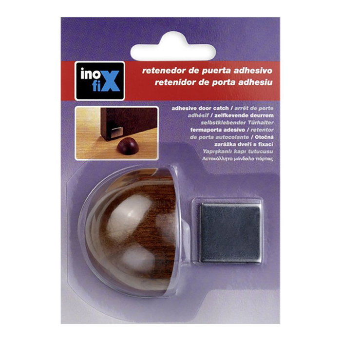 Inofix Retenedor magnétique de porte en bois finition sapelly, adhésif, 24 x 48 x 31 mm, pour portes intérieures