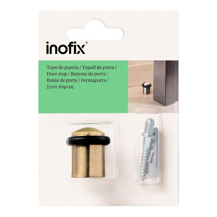Inofix Tope de porte métal et caoutchouc finition laiton, avec joint torique, fixation par vis, 30x27x27 mm Inofix Tope de porte métal et caoutchouc finition laiton, avec joint torique, fixation par vis, 30x27x27 mm