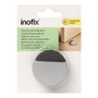 Inofix Butée de porte amortie, PVC avec mousse amortissante, finition chrome mat, fixation adhésive, silencieuse, 14 x 47 x 47 mm