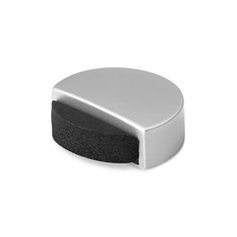 Inofix Butée de porte amortie, PVC avec mousse amortissante, finition chrome mat, fixation adhésive, silencieuse, 14 x 47 x 47 mm