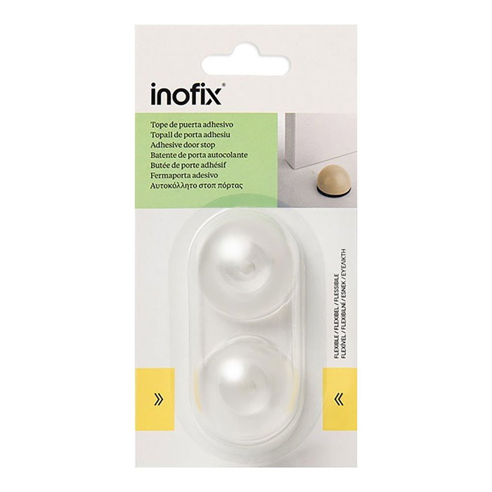 Inofix Butoir de porte flexible adhésif transparent 27 x 40 x 40 mm lot de 2