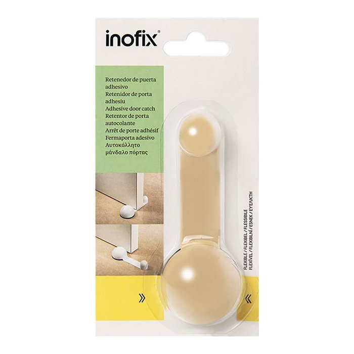 Inofix Tope de porte rotatif PVC beige fixation adhésive 27 x 40 x 108 mm blister