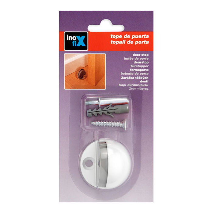 Inofix Tope de porte métal/silicone blanc fixation vis 26x45x45 mm - Blister