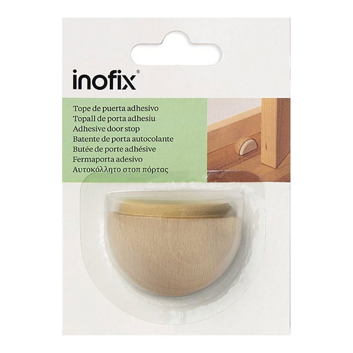 Inofix Butée de porte bois et caoutchouc finition hêtre fixation adhésive blister 24x48x35 mm Inofix Butée de porte bois et caoutchouc finition hêtre fixation adhésive blister 24x48x35 mm
