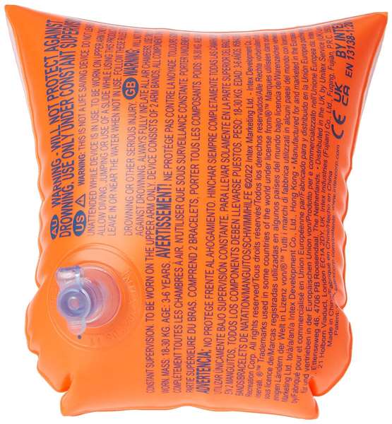 Intex - Brassard gonflable de sécurité lumineux pour enfant, 30 x 15 cm, 6 à 12 ans, PVC