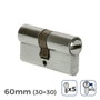 Edm Cilindre 60mm (30+30mm) nickelé leva longue r15 avec 5 clés de sécurité