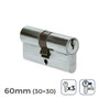 Edm Cylindre 60 mm (30+30 mm) nickelé leva courte R13 avec 3 clés à crans