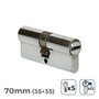 Edm Cilindre 70mm (35+35mm) nickelé leva courte r13 avec 5 clés sécurité incluses