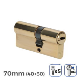 Edm Cylindre en laiton 70mm (40+30mm) leva corta r13 doré avec 5 clés de sécurité