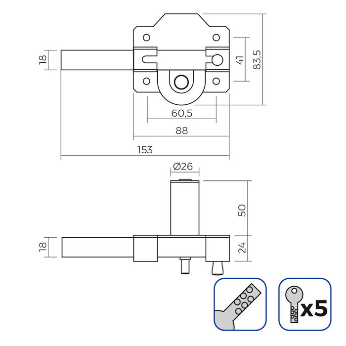 Serrure de sécurité EDM 85196 nickel Acier