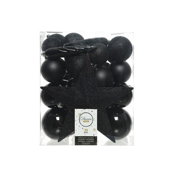 Boules de Noël Decoris Noir Plastique Boules de Noël Decoris Noir Plastique