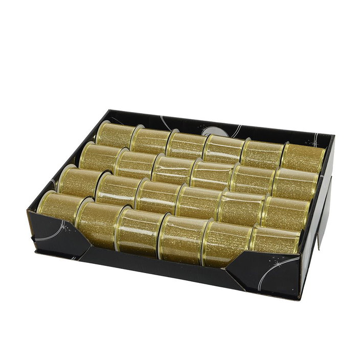 Decoris Ruban décoratif de Noël avec paillettes dorées 6,3 x 270 cm