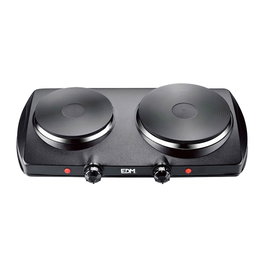 Edm CE/A13 2 feux 1400 W Cuisinière électrique noire 5 niveaux de puissance