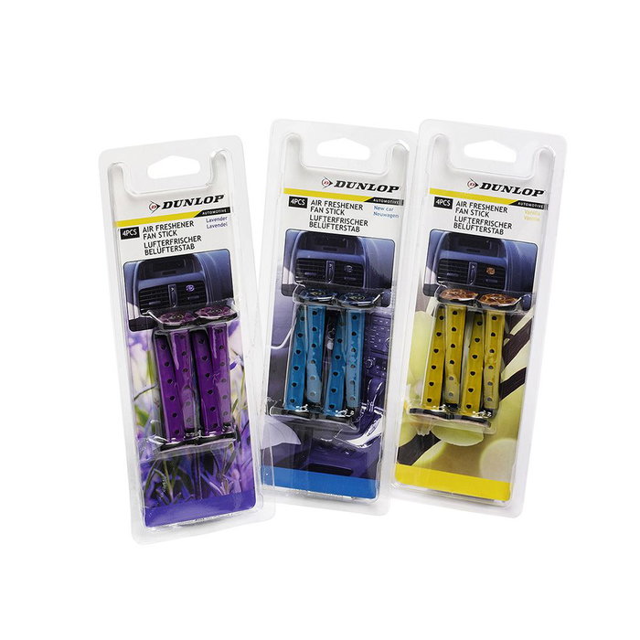 Dunlop Pack de 4 ambientadores en stick pour voiture, couleurs assorties