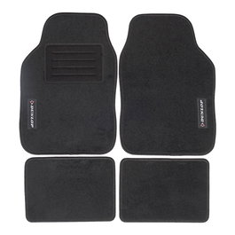 Dunlop Lot de 4 tapis de voiture 65x30x42 cm Noir Textile et caoutchouc