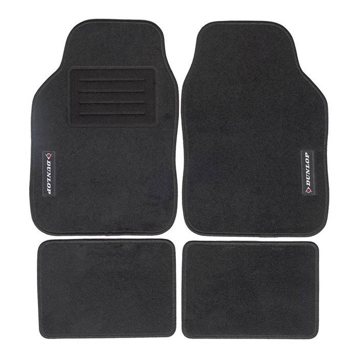 Dunlop Lot de 4 tapis de voiture 65x30x42 cm Noir Textile et caoutchouc Dunlop Lot de 4 tapis de voiture 65x30x42 cm Noir Textile et caoutchouc