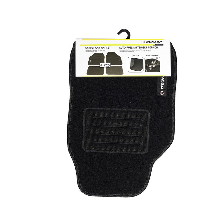 Dunlop Lot de 4 tapis de voiture 65x30x42 cm Noir Textile et caoutchouc Dunlop Lot de 4 tapis de voiture 65x30x42 cm Noir Textile et caoutchouc