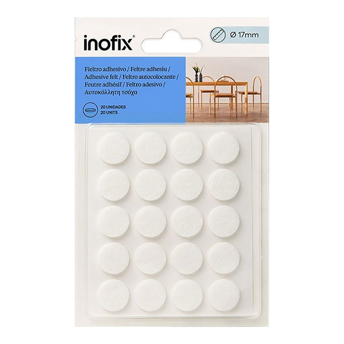 Inofix Plasfix Feltre adhésif synthétique blanc Ø17 mm 20 pièces blister