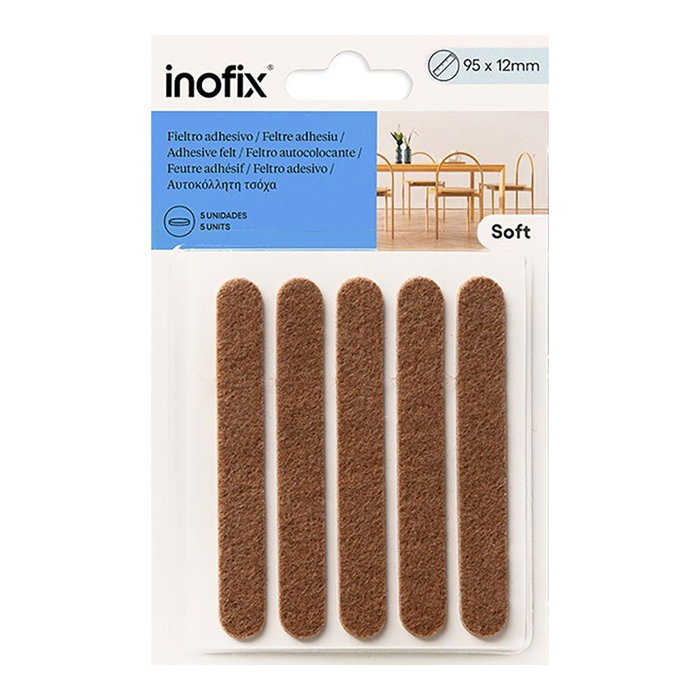 Inofix Plasfix Feltre adhésif synthétique marron 95 x 12 mm 5 pièces blister