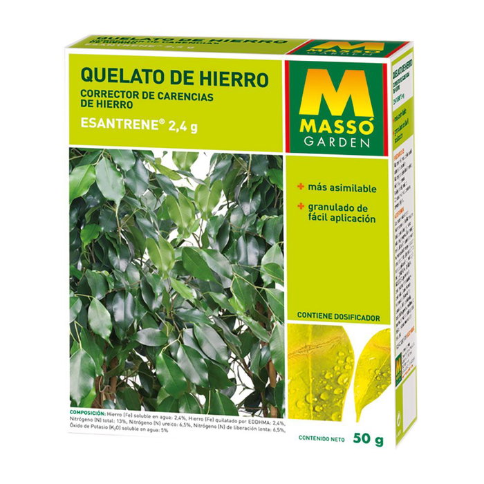 Massó Chélate de fer 50 g - Fertiliseur anti-chlorose ferrique pour arbres et plantes Massó Chélate de fer 50 g - Fertiliseur anti-chlorose ferrique pour arbres et plantes