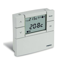 Perry Thermostat digital Zefiro blanc 3V 2 piles AAA 84x23x84 mm LCD