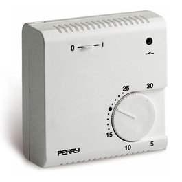 Perry Teg Termostat analogique à expansion gaz avec voyant et sélecteur on/off, 230V, blanc