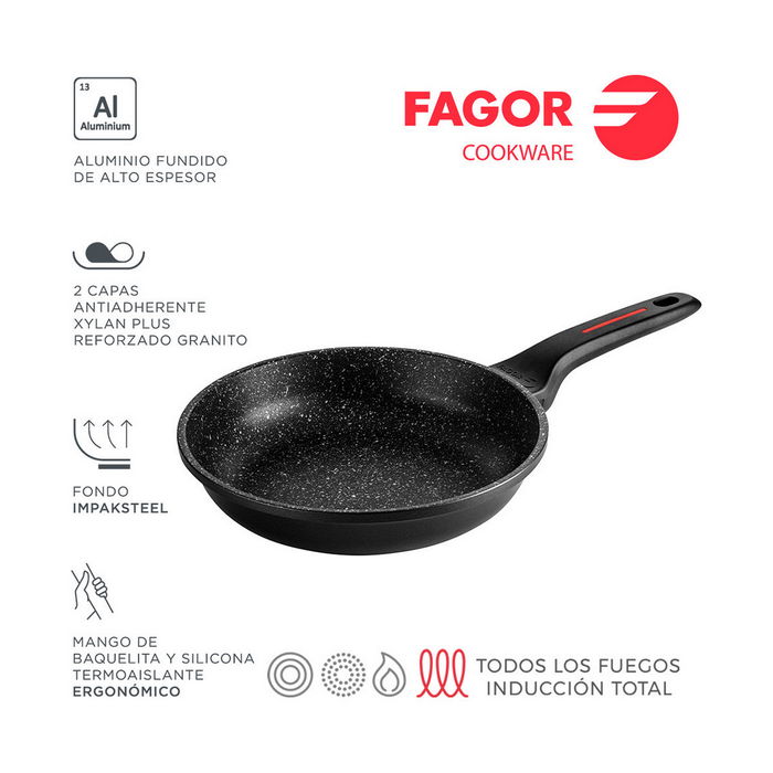 Poêle Fagor Noir Aluminium Ø 28 cm Poêle Fagor Noir Aluminium Ø 28 cm