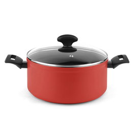 Fagor Olla avec couvercle rouge Ø20 x 10 cm aluminium foré 4 mm antiadhésif double couche Xylan Plus induction
