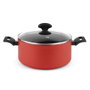 Fagor Olla avec couvercle rouge Ø20 x 10 cm aluminium foré 4 mm antiadhésif double couche Xylan Plus induction