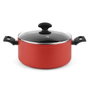 Fagor Olla avec couvercle rouge Ø24 x 11 cm - Aluminium antiadhésif 4 mm, induction, Fagor