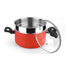 Fagor Olla avec couvercle et panier vapeur rouge aluminium Ø20 x 10 cm, induction