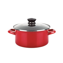Fagor Olla Optimax rouge Ø26 x 14 cm en acier AISI 430 avec couvercle en verre
