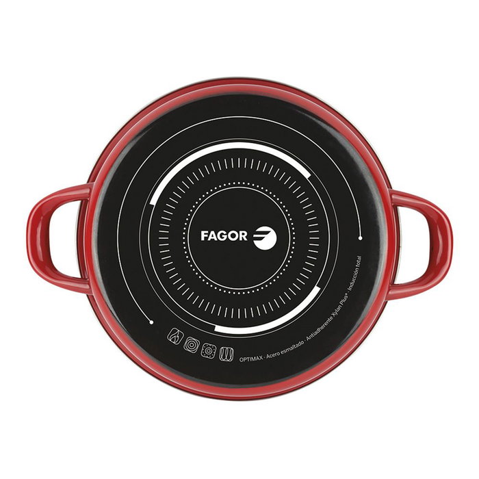 Fagor Tartera Optimax en acier émaillé AISI 430 rouge Ø26 cm antiadhérent Xylan Fagor Tartera Optimax en acier émaillé AISI 430 rouge Ø26 cm antiadhérent Xylan
