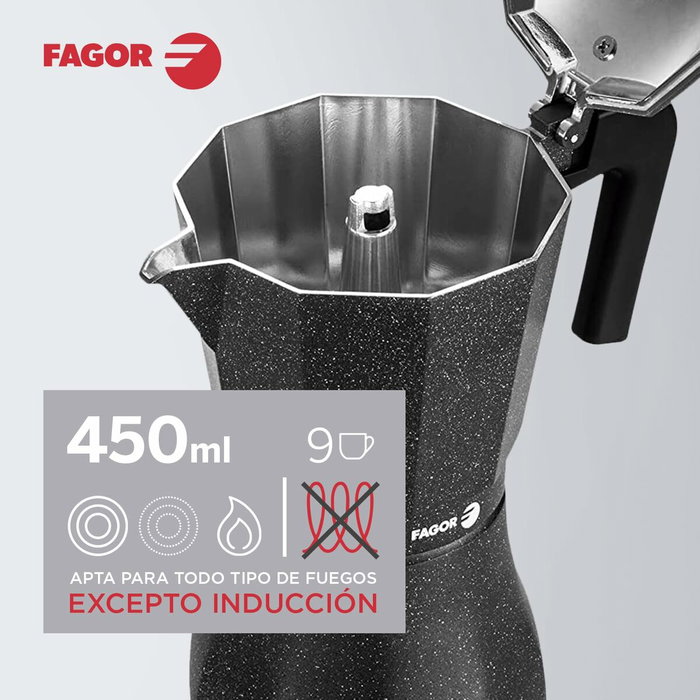 Cafetière Italienne Fagor TIRAMISU 9 Noir Aluminium Cafetière Italienne Fagor TIRAMISU 9 Noir Aluminium