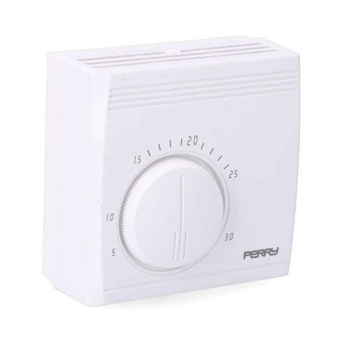Perry Teg Termostat analogique sans voyant, blanc, série Teg, 230 V, 7,4 x 4 x 7,4 cm