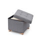 Domo Pack Living Pouf de rangement gris en tissu avec pattes en bois 38 x 38 x 34 cm