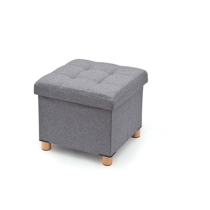 Domo Pack Living Pouf de rangement gris en tissu avec pattes en bois 38 x 38 x 34 cm Domo Pack Living Pouf de rangement gris en tissu avec pattes en bois 38 x 38 x 34 cm