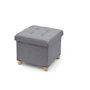 Domo Pack Living Pouf de rangement gris en tissu avec pattes en bois 38 x 38 x 34 cm