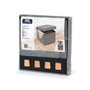 Domo Pack Living Pouf de rangement gris en tissu avec pattes en bois 38 x 38 x 34 cm