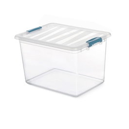 Domo Pack Living Boîte de rangement transparente 20 L avec poignées ergonomiques 39 x 29 x 25,5 cm