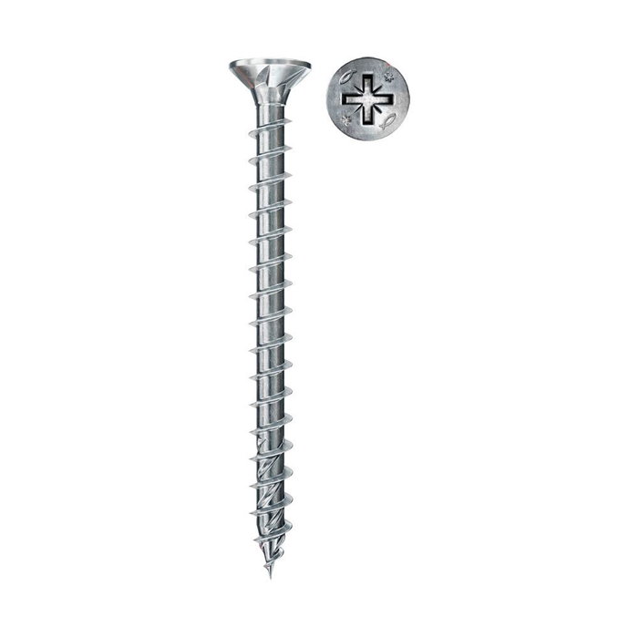 Fischer 670300 Boîte de 200 vis à bois FPF II CZF 4,5x40 mm BC, tête fraisée, Pozidriv, zingué Fischer 670300 Boîte de 200 vis à bois FPF II CZF 4,5x40 mm BC, tête fraisée, Pozidriv, zingué